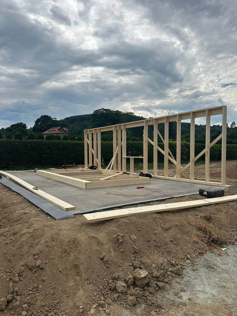 szkielet parteru domu szkieletowego
